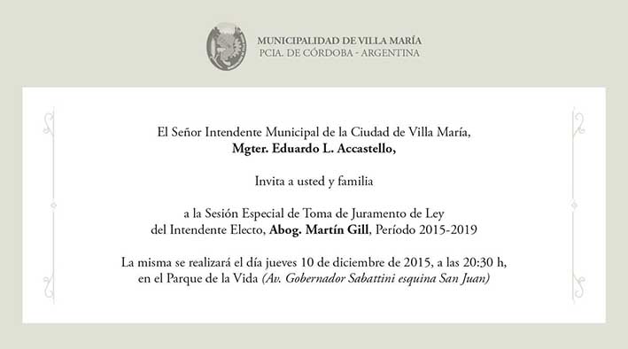 Gill invitó a acompañarlo en su asunción Gill invitó a acompañarlo en su asunción