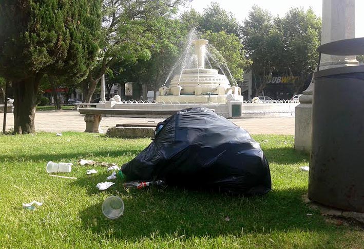 El triste estado de las fuentes de la plaza