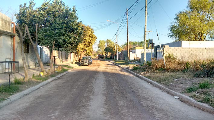 Por la Juárez Celman se inicia la pavimentación de La Calera