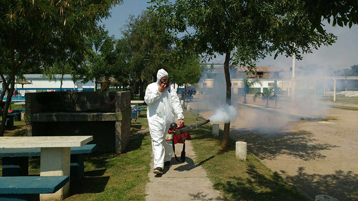 Fumigan espacios verdes de uso público