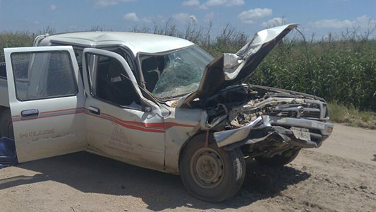 Herido al chocar una pick up y un camión