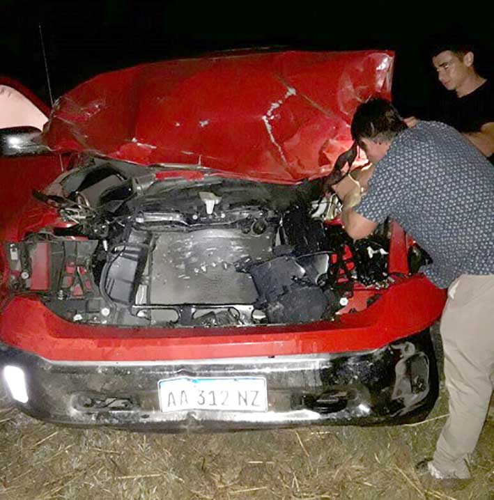 Chocó su pick up con un caballo y lo mató