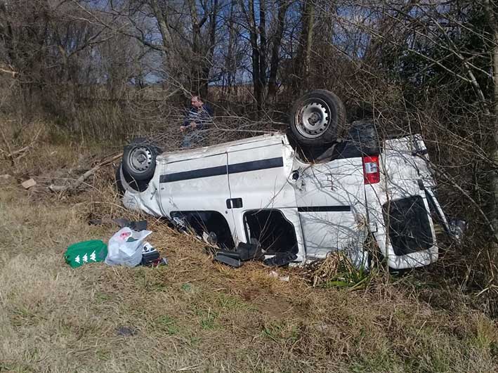 Una caída, dos choques y un vuelco en la ruta 9