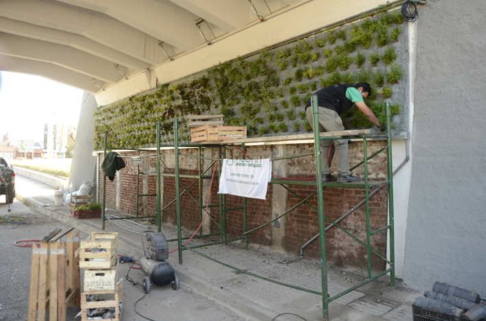 Jardines verticales en el puente Alberdi