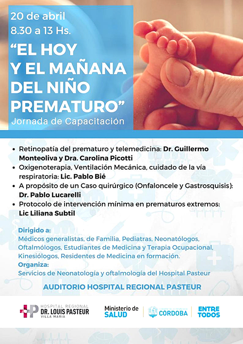 Capacitarán sobre los cuidados del niño prematuro en el Pasteur