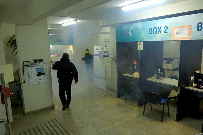 Simulacro de incendio en las oficinas